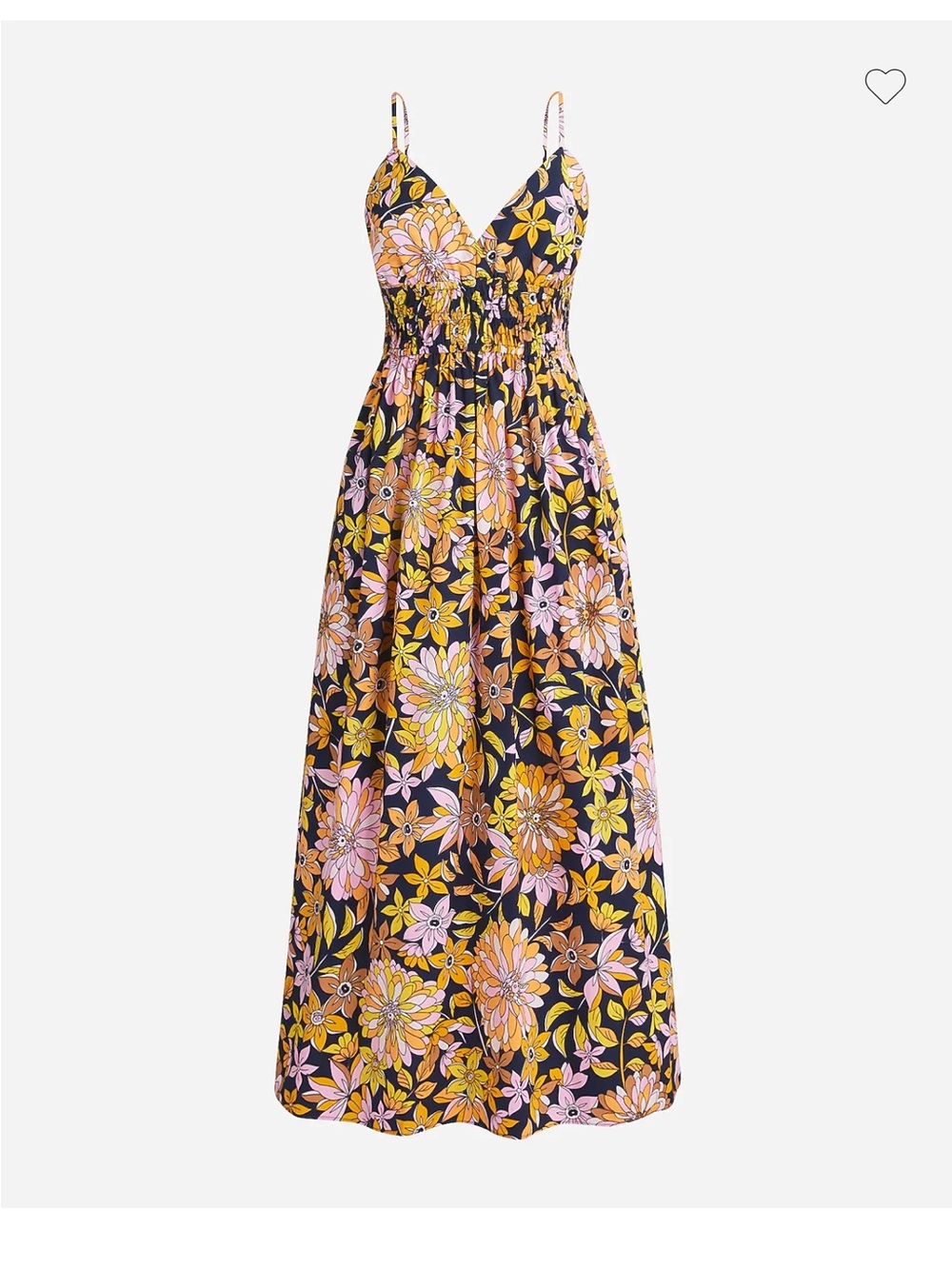 🌼 J.Crew Floral V-Nexk Smocked Waist Cotton Poplin PantsMidi Dress | 10 | Floral